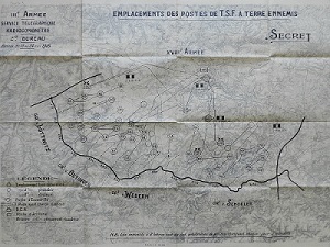 Emplacements des émetteurs allemands en 1918 secteur Montdidier-Compiègne (source SHD)